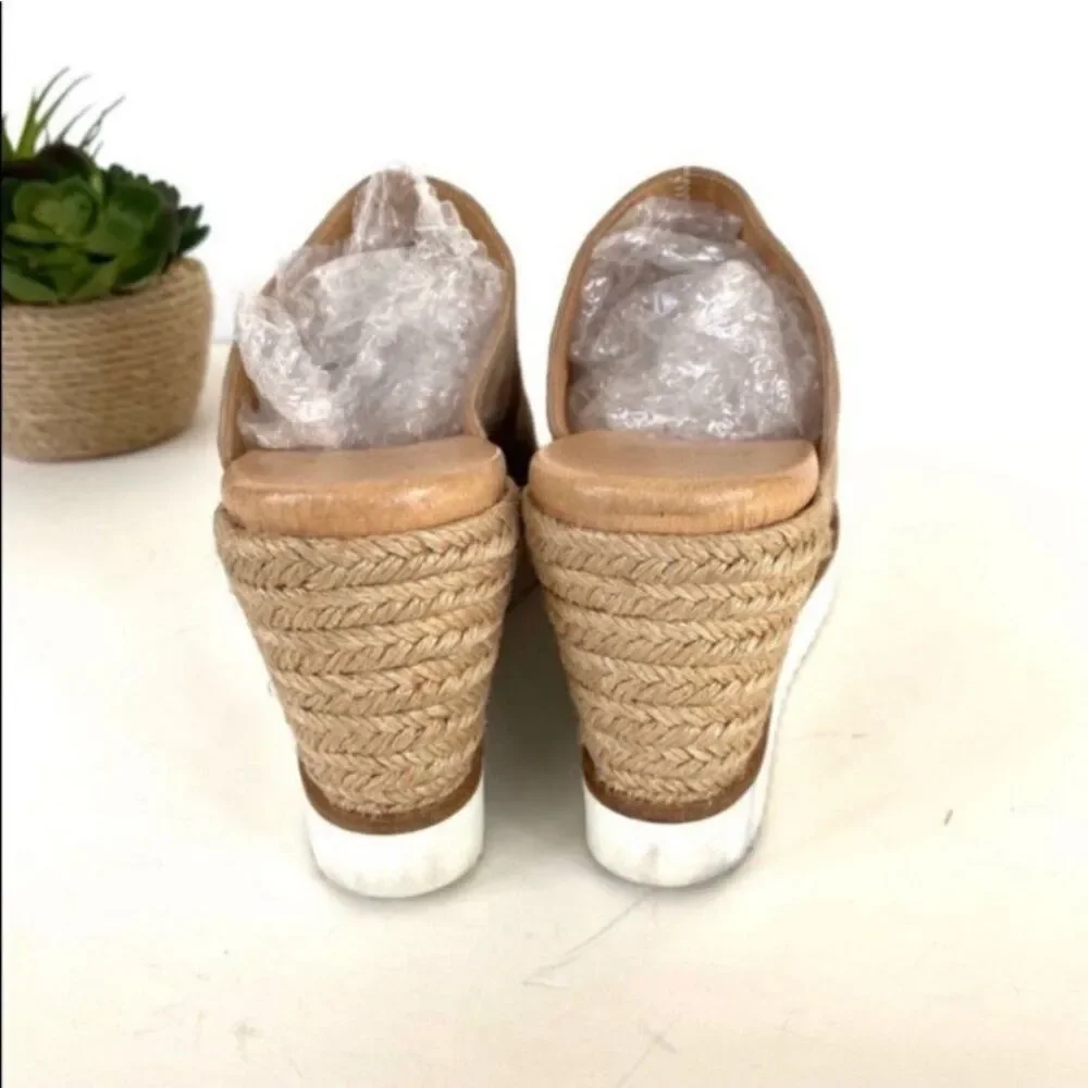 Frau Italian Made Tan Suede Espadrille Wedge Slide Sandals Women’s 10.5/11